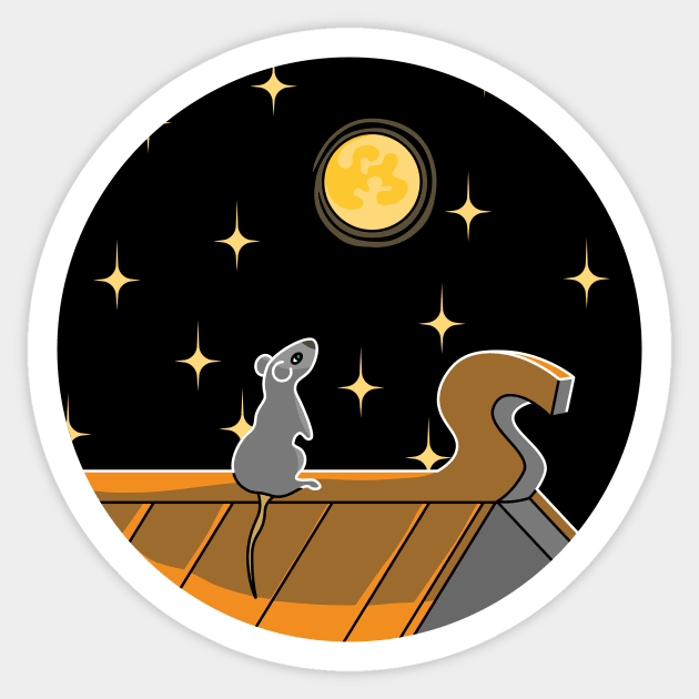 The Mouse at night Sticker by Anna Gaich